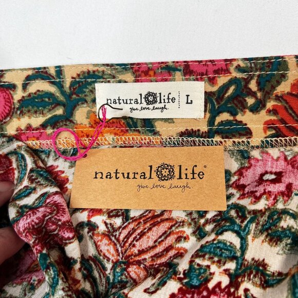 NWT Natural Life Berkley Maxi Dress in Tan Pink Floral Boho Casual Large - Picture 5 of 11